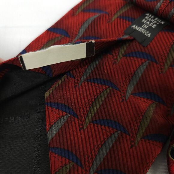 2 JZ Richards Red Geometric Silk Ties Made in the USA - Picture 6 of 11